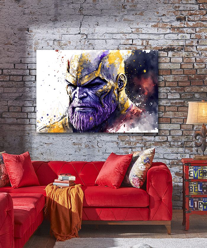Tableau déco Thanos Avengers Marvel Aquarelle