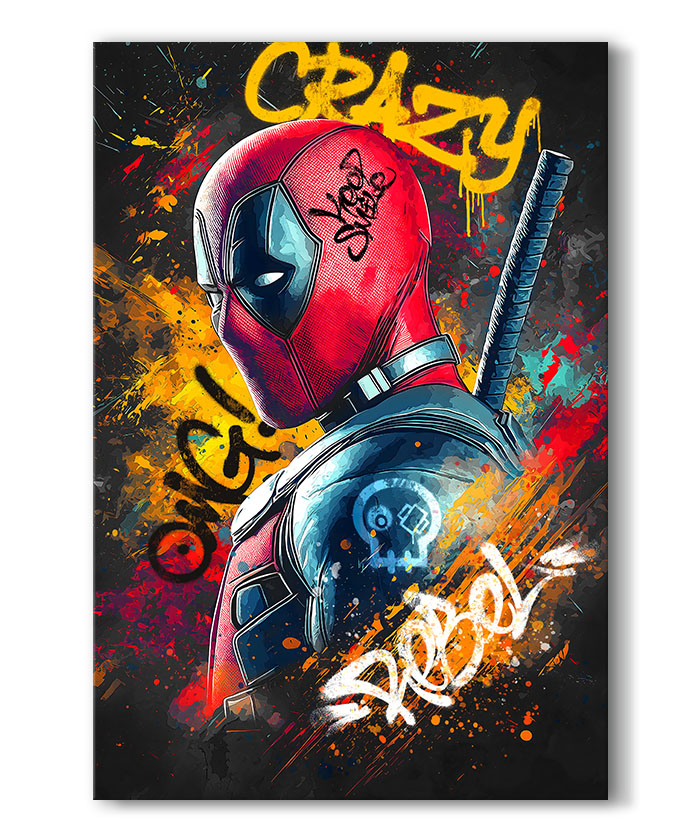 Tableau déco Deadpool Crazy Pop Art - Marvel graffiti peinture